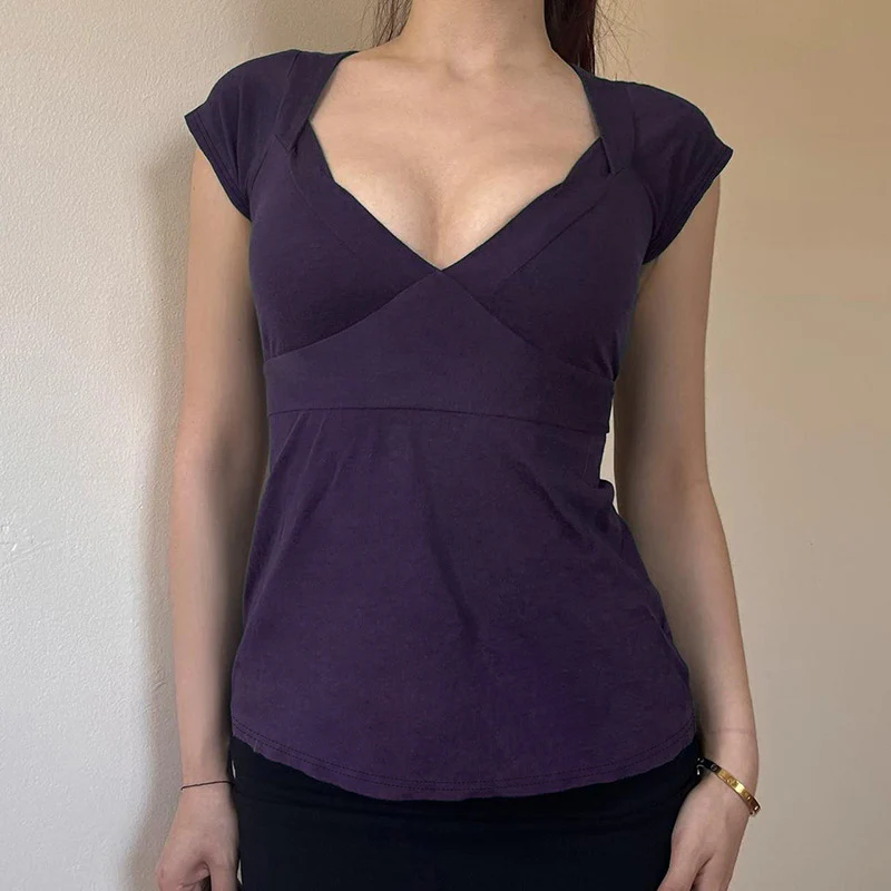 Damen Figurbetontes Kurzarmshirt mit V-Ausschnitt Heidi-Mode - Image 4