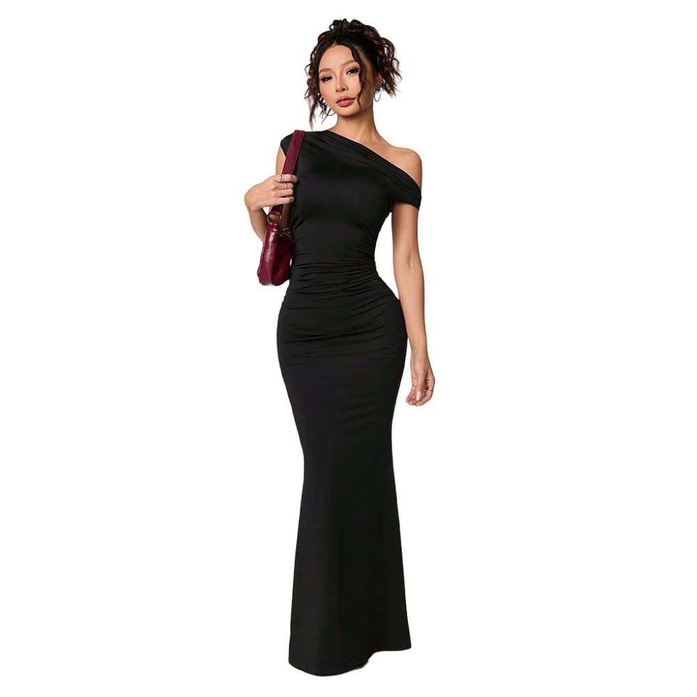 Damen Figurbetontes Maxikleid mit Asymmetrischem Ausschnitt und Eleganter Drapierung Heidi-Mode - Image 5