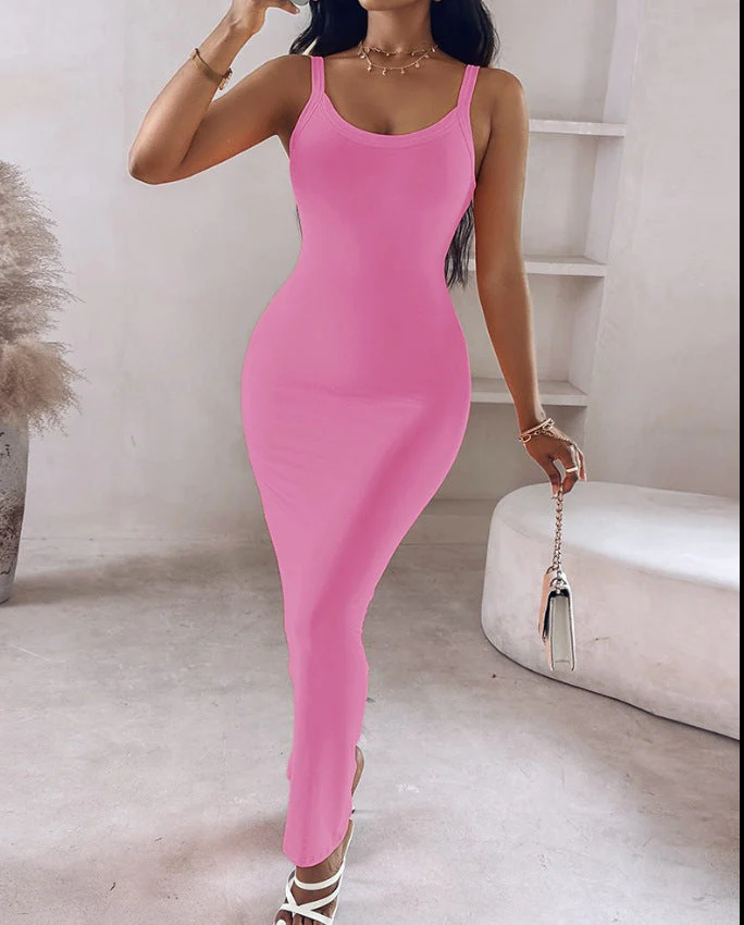 Damen Figurbetontes Maxikleid mit Schmalen Trägern und Raffiniertem Schnitt Heidi-Mode - Image 6