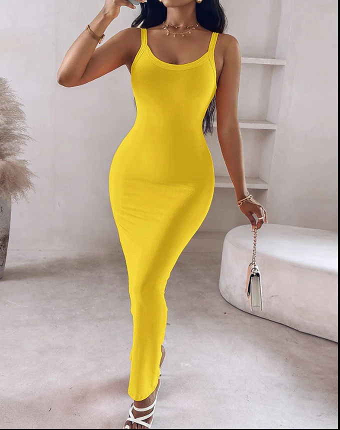 Damen Figurbetontes Maxikleid mit Schmalen Trägern und Raffiniertem Schnitt Heidi-Mode - Image 7
