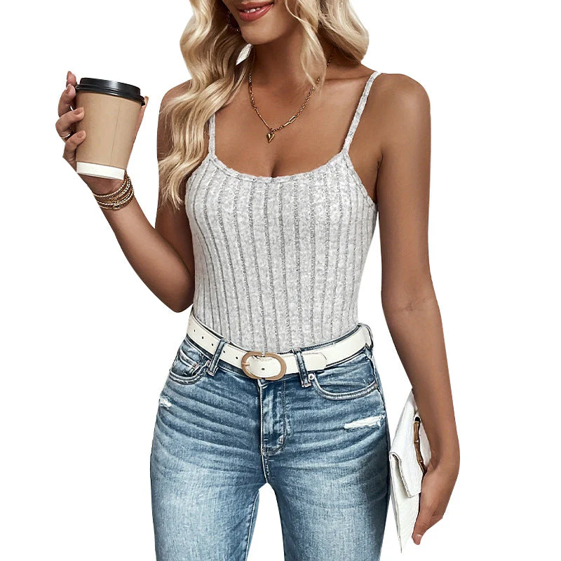 Damen Figurbetontes Rippenshirt mit Spaghettiträgern Heidi-Mode - Image 5