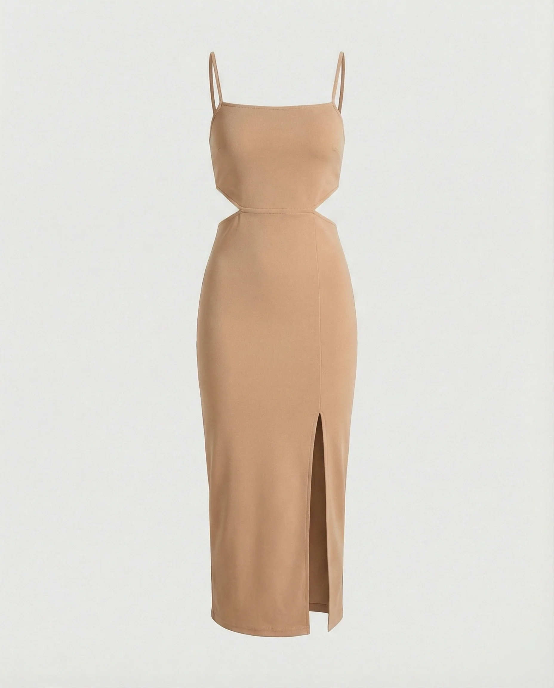 Damen Satin Midikleid mit Schlitz und Cut-Out - Image 4