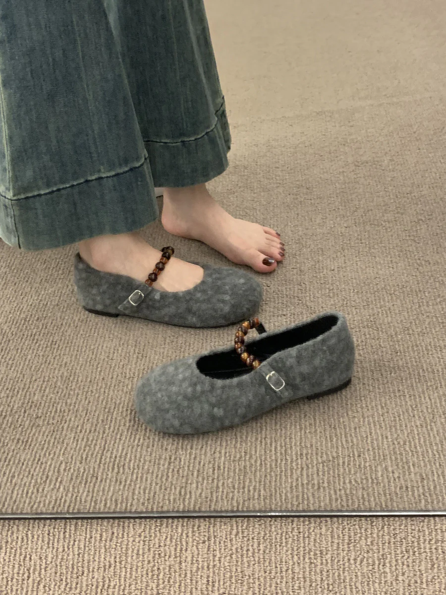 Damen Filz-Ballerinas mit modischer Riemchen-Applikation Heidi Mode - Image 6