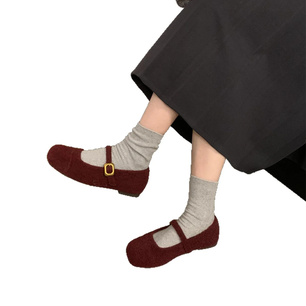 Damen Filz Ballerinas mit praktischem Riemchen und luxuriösem Innenfutter Heidi Mode - Image 5
