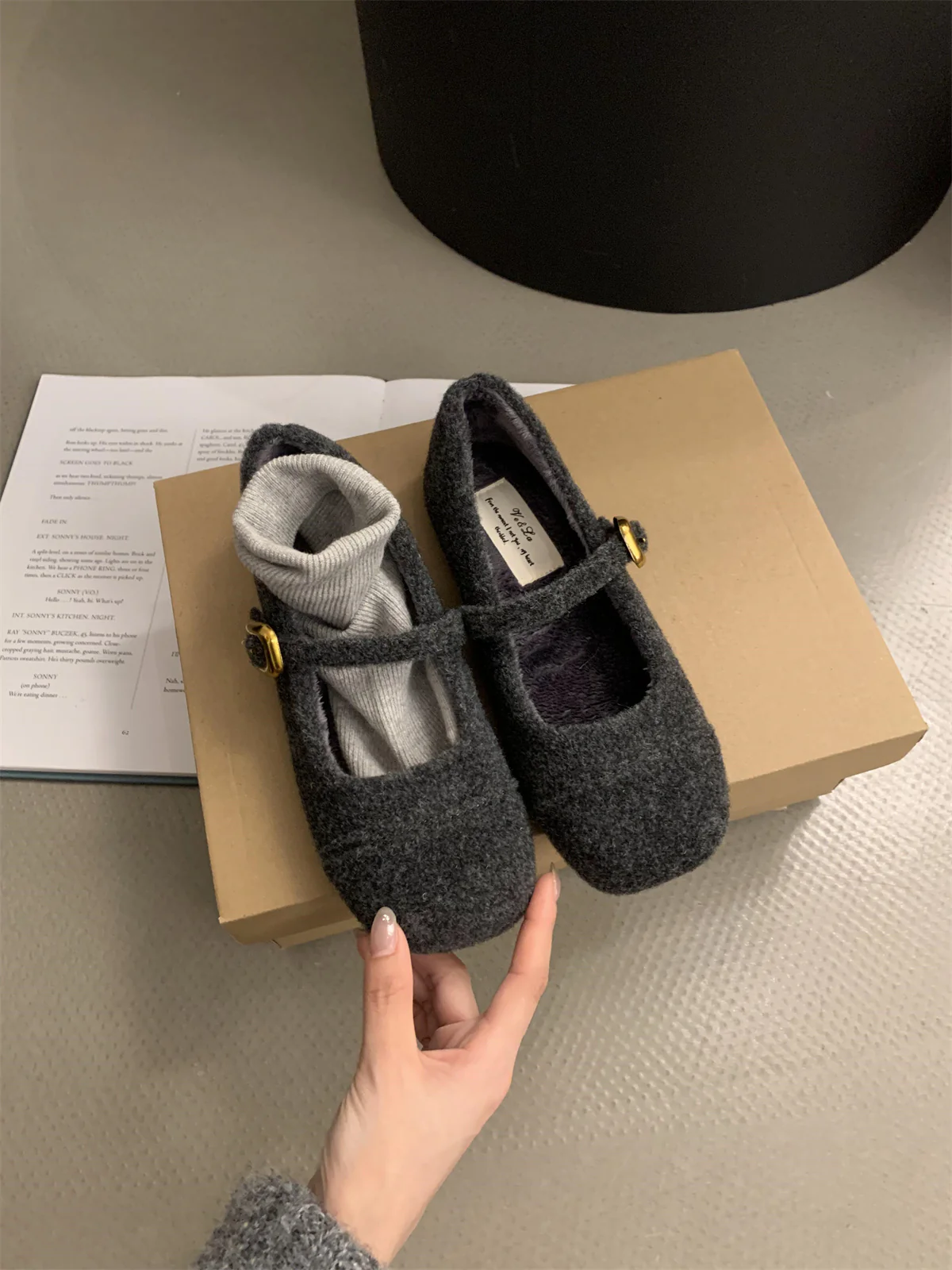 Damen Filz Ballerinas mit praktischem Riemchen und luxuriösem Innenfutter Heidi Mode - Image 6