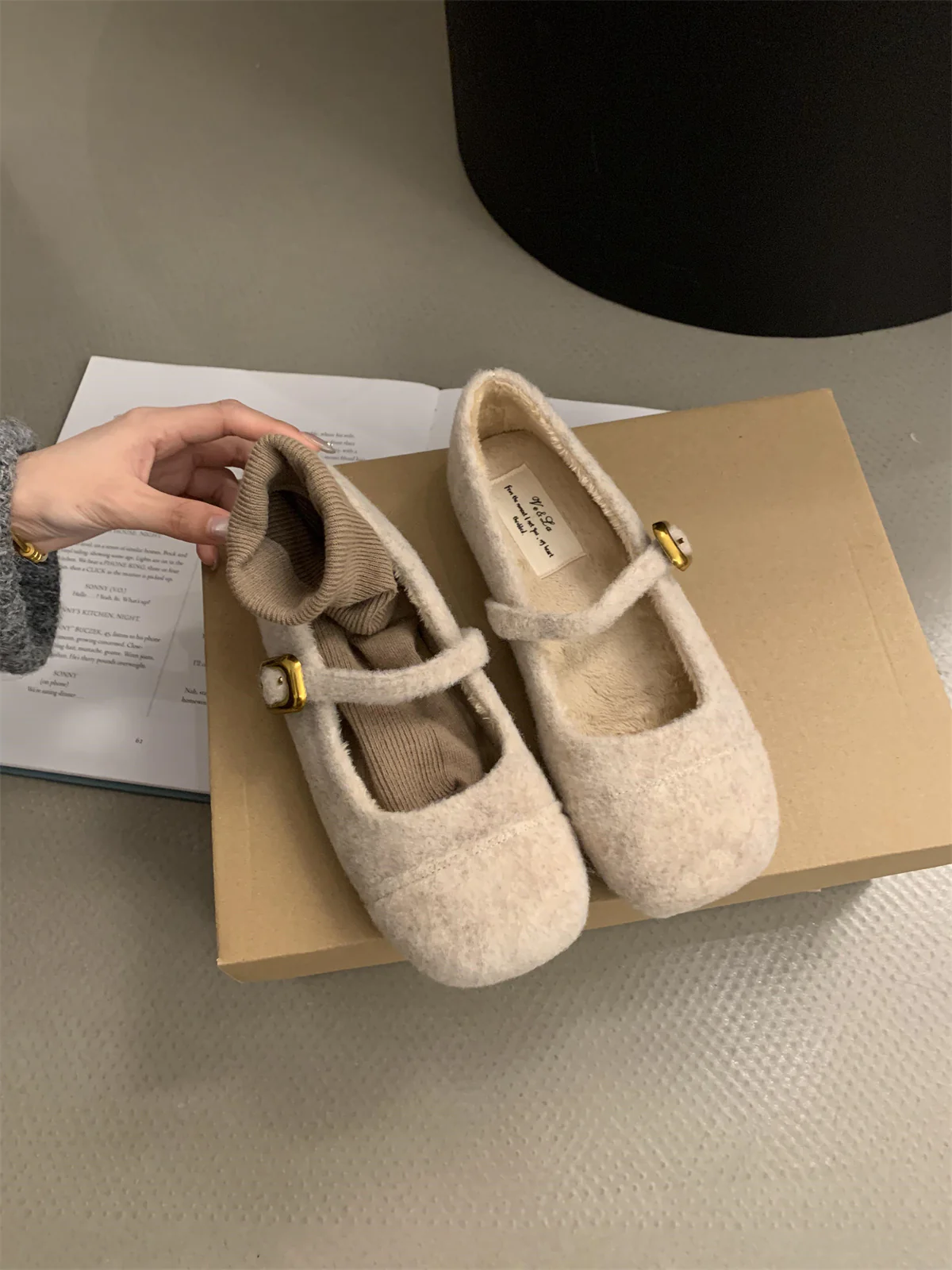 Damen Filz Ballerinas mit praktischem Riemchen und luxuriösem Innenfutter Heidi Mode - Image 7