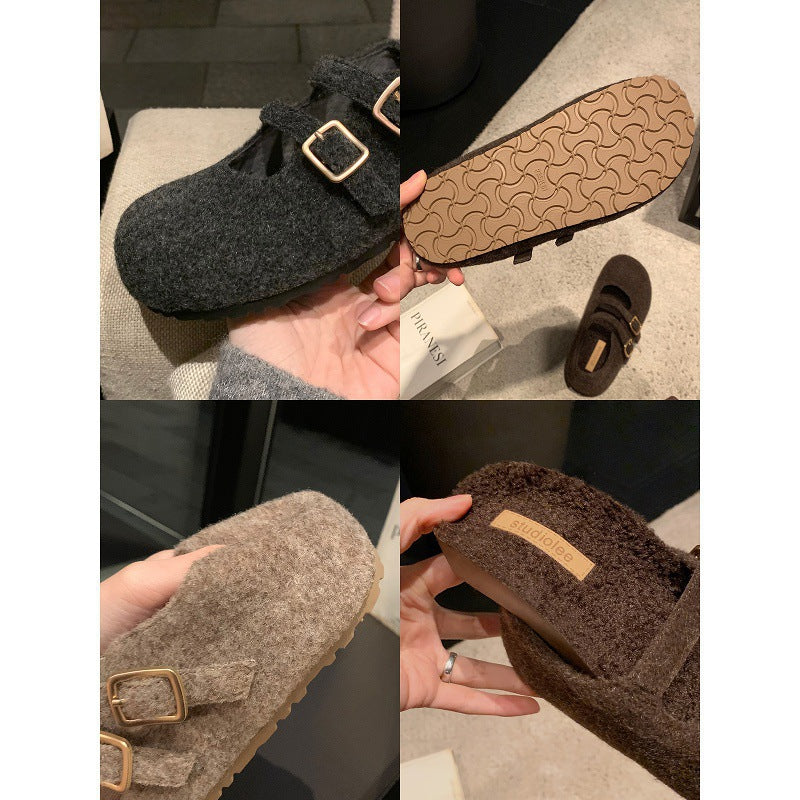 Damen Filzhausschuhe mit verstellbarem Riemen und komfortablem Fußbett Heidi Mode - Image 2