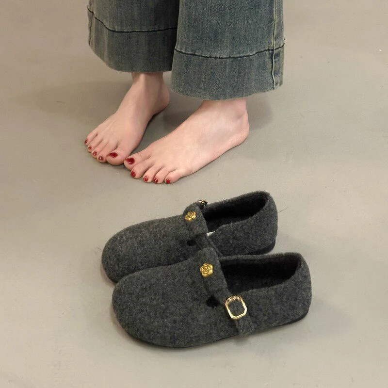 Damen Filzschuhe mit elegantem Schnallenverschluss Heidi Mode
