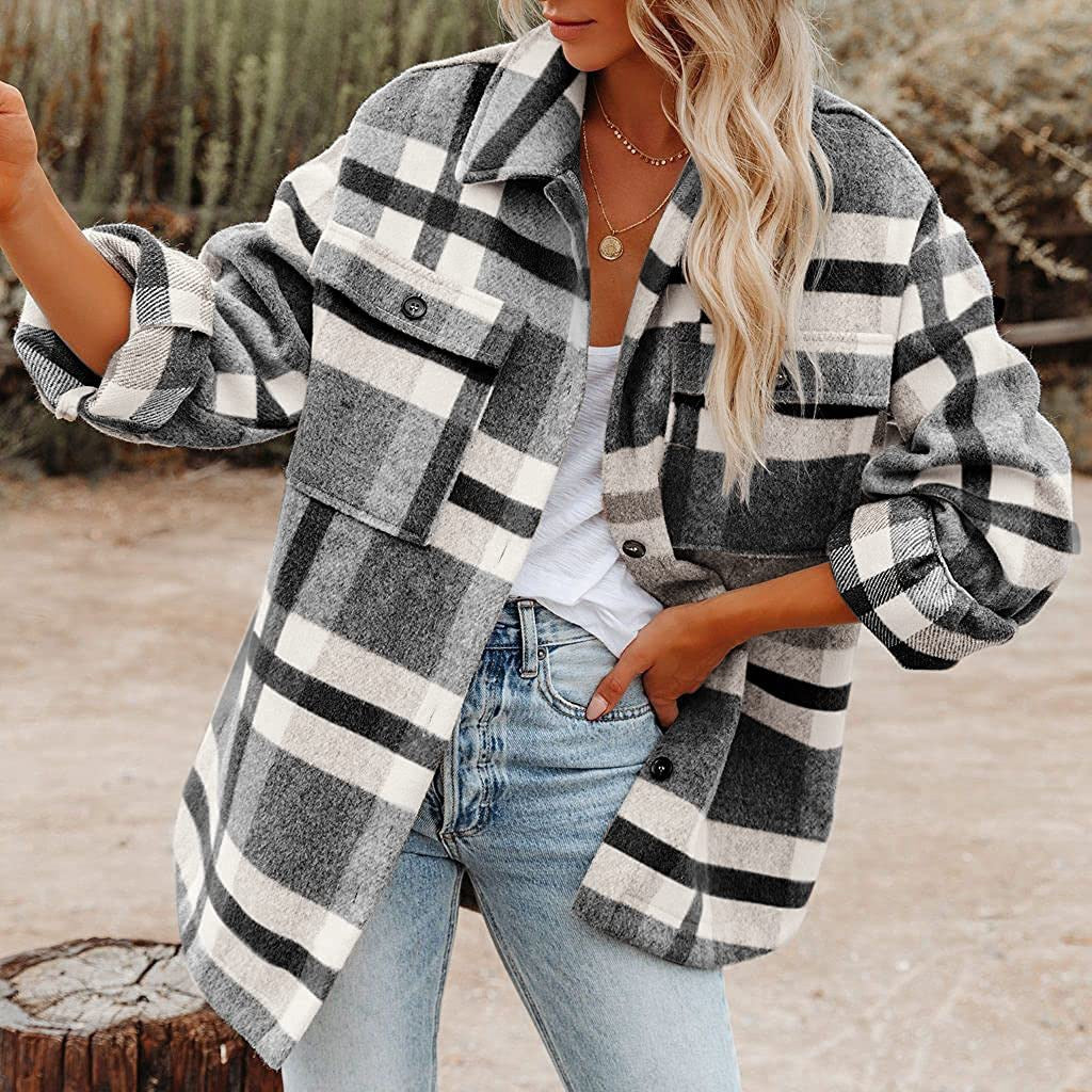 Damen Flanell Overshirt mit kariertem Muster und praktischen Brusttaschen Heidi-Mode - Image 7
