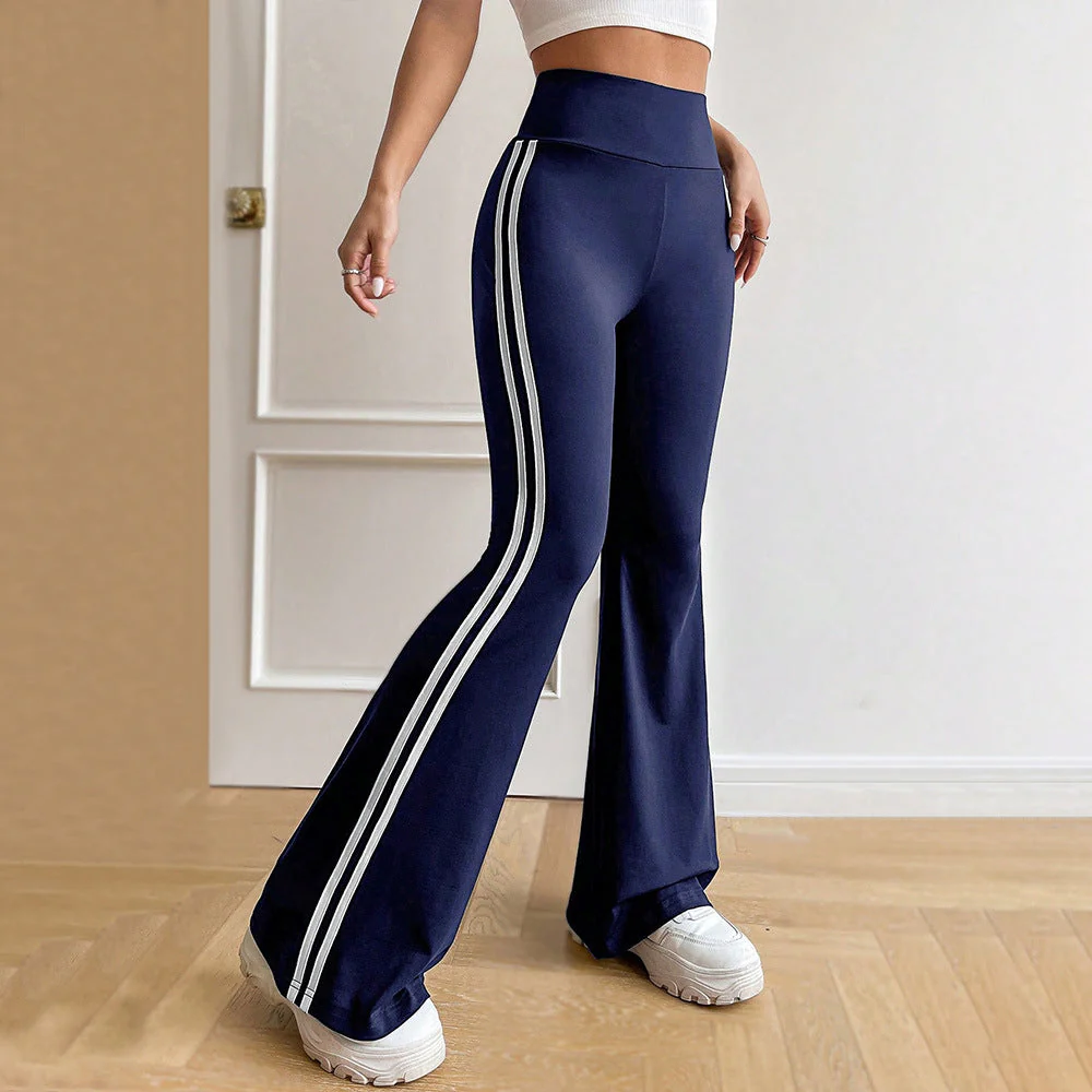 Damen Flared Sportleggings mit Hohem Bund und Seitlichen Streifen Heidi-Mode - Image 3