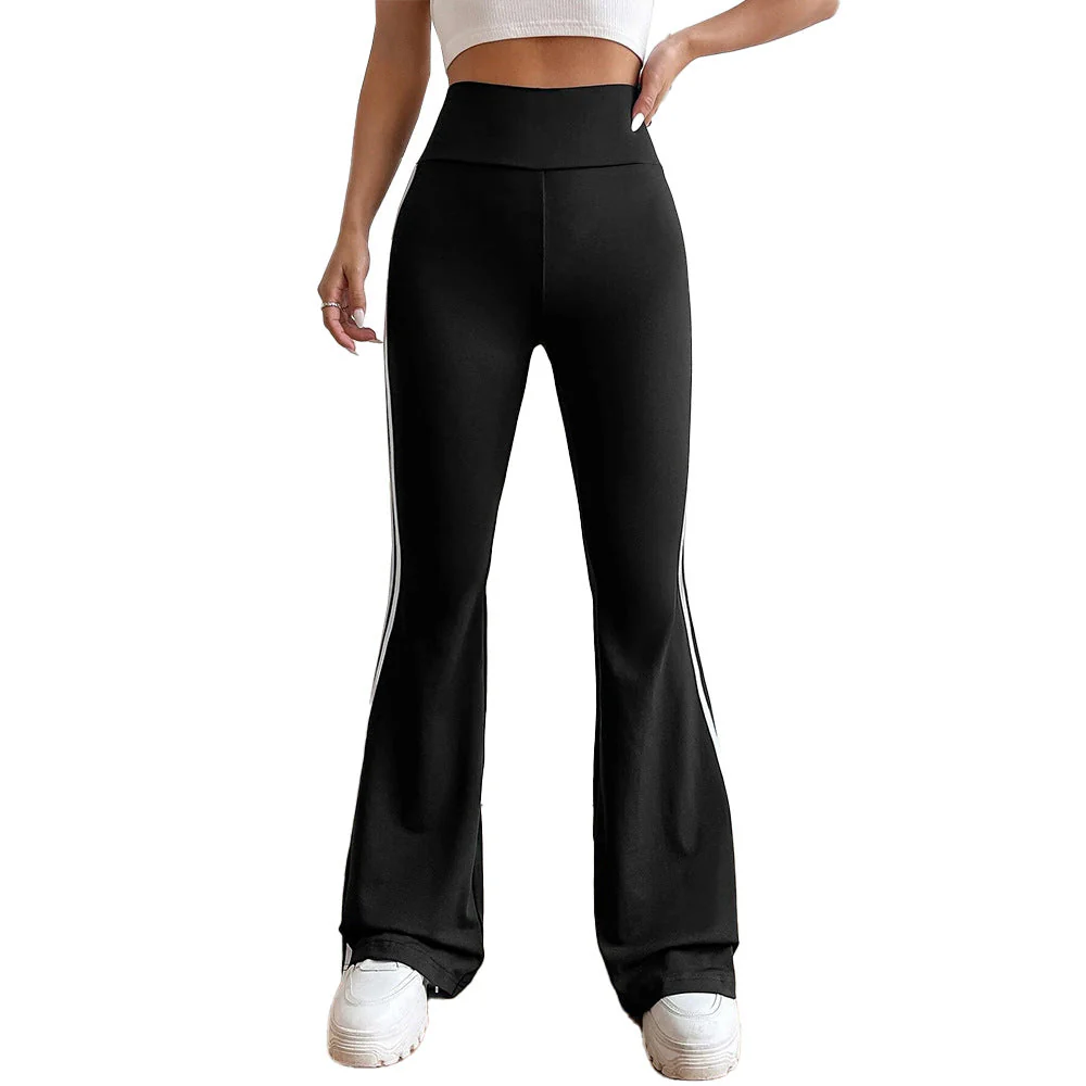 Damen Flared Sportleggings mit Hohem Bund und Seitlichen Streifen Heidi-Mode - Image 5