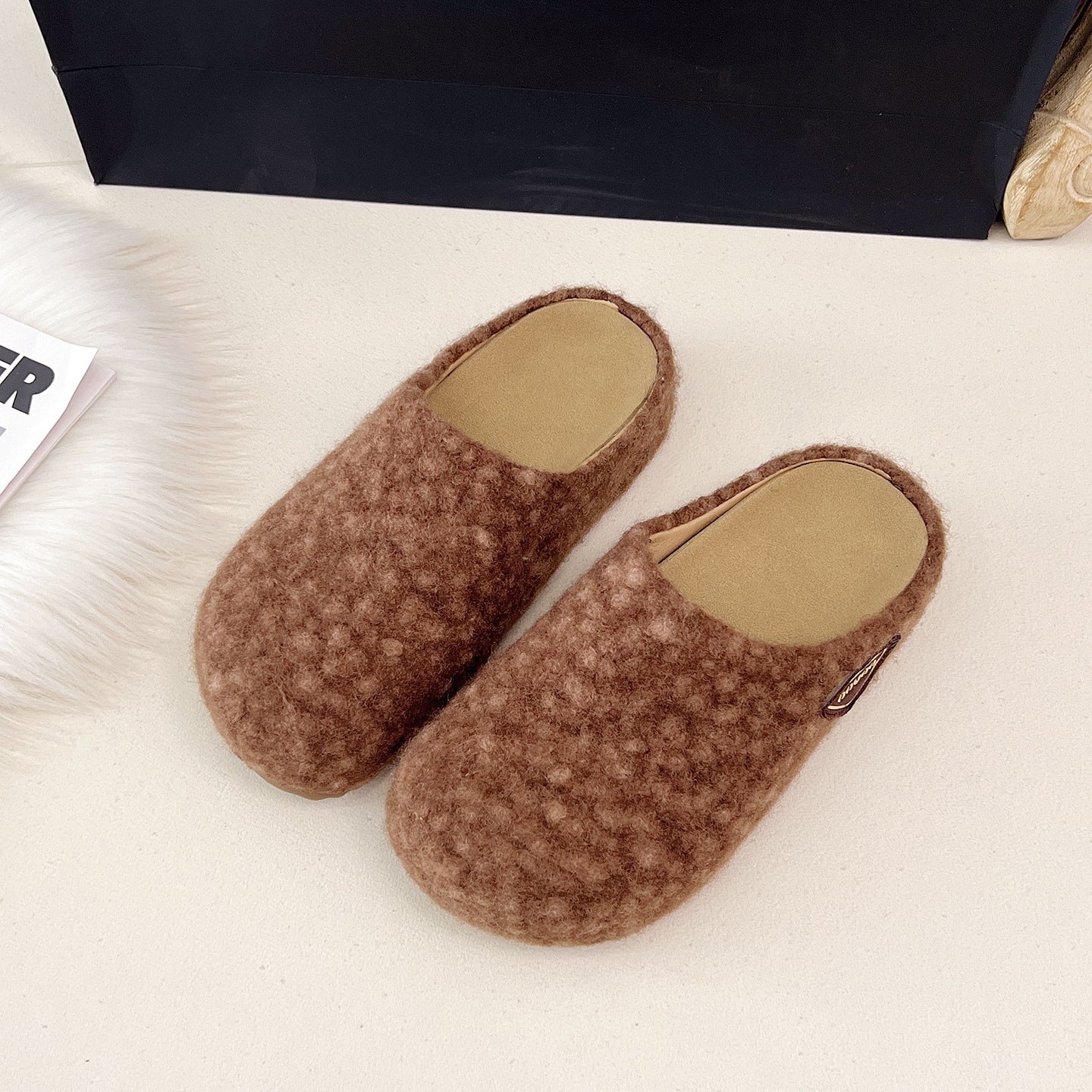 Damen Flauschige Filzclogs Heidi Mode - Image 3