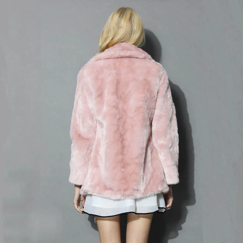 Damen Flauschige Kunstpelzjacke mit elegantem Revers Heidi-Mode - Image 2