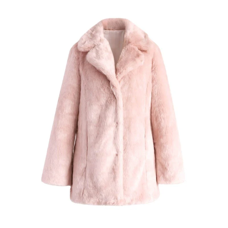 Damen Flauschige Kunstpelzjacke mit elegantem Revers Heidi-Mode - Image 5