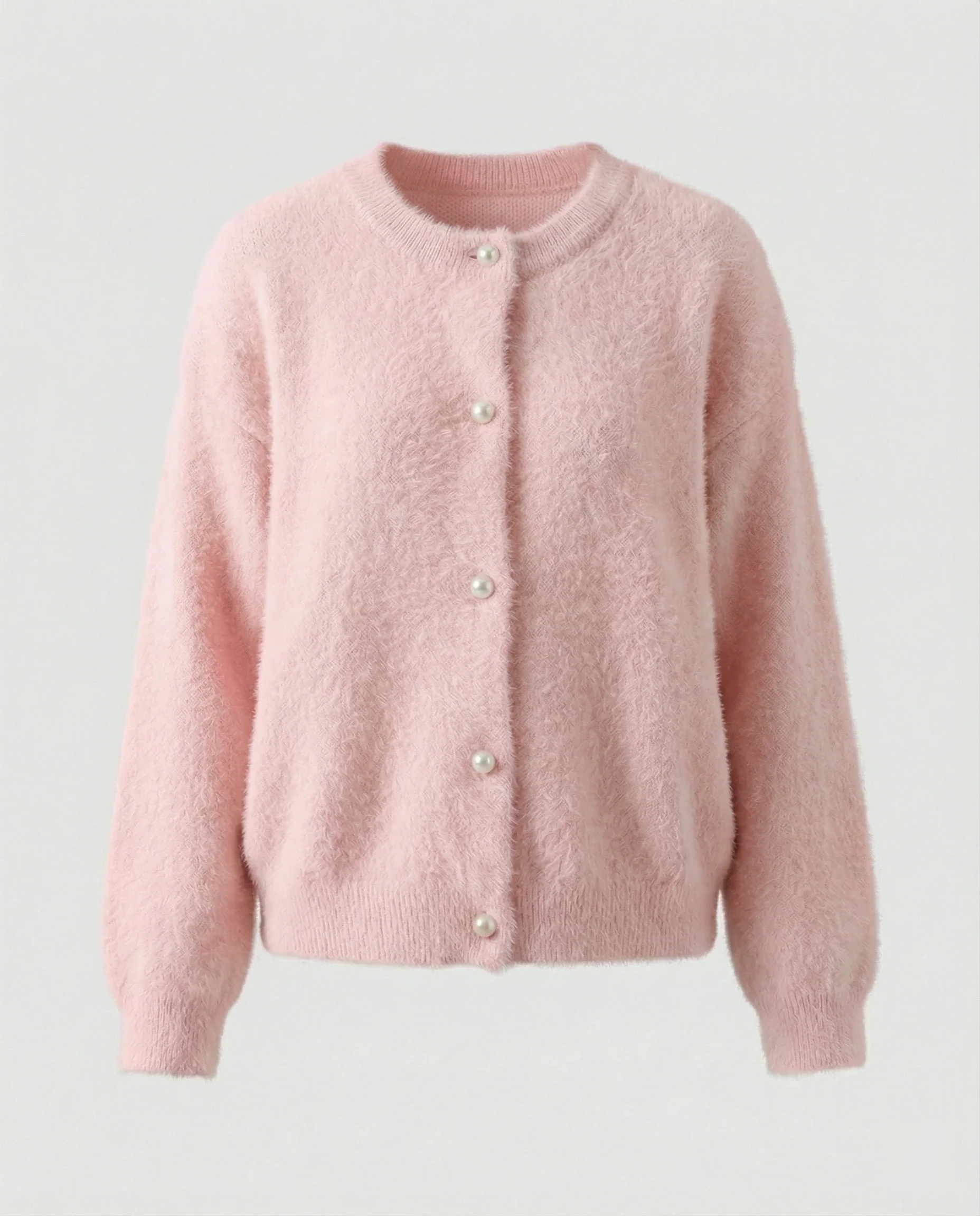 Damen flauschige Kurzstrickjacke im Angora-Optik mit Perlenknöpfen Heidi-Mode - Image 6