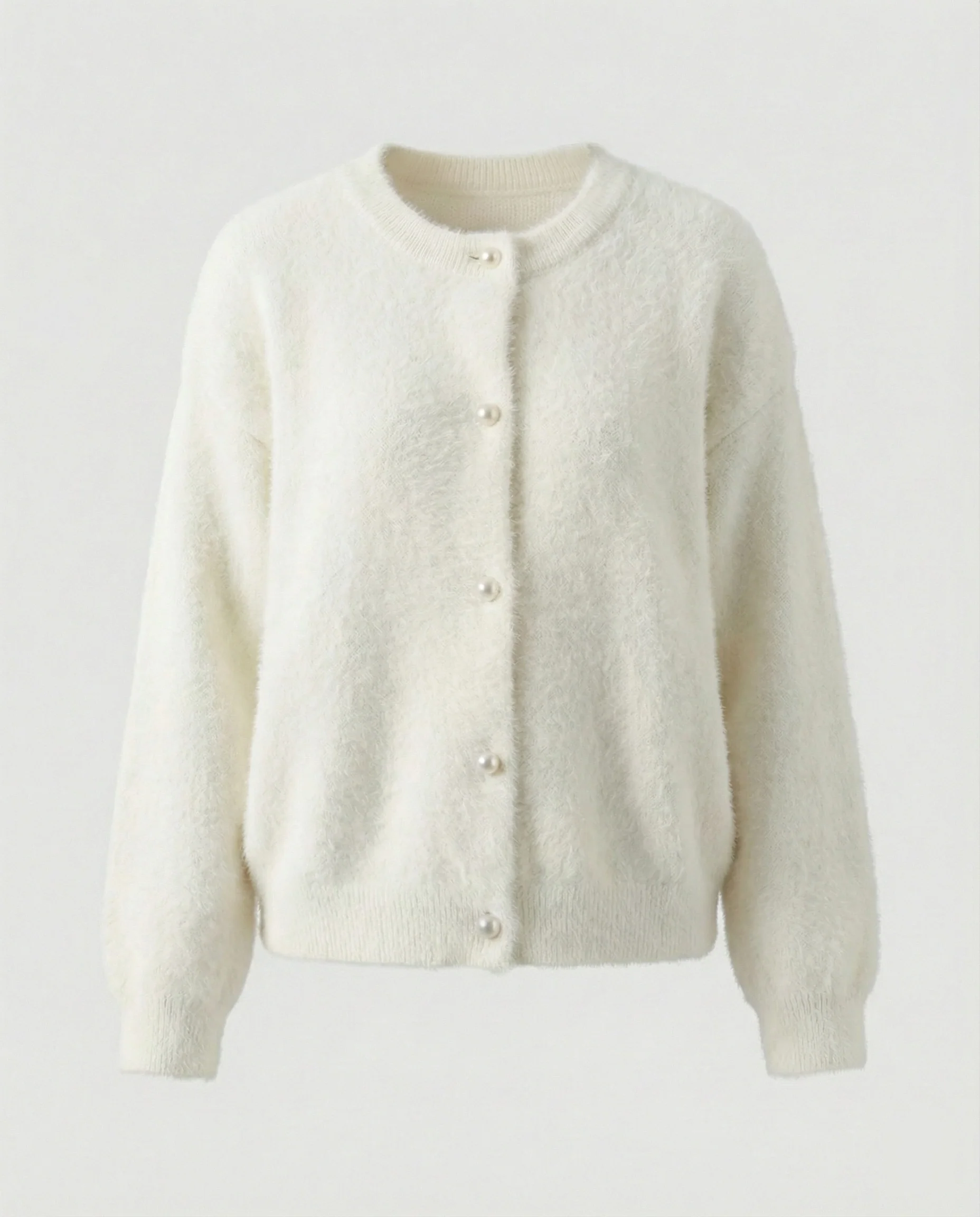 Damen flauschige Kurzstrickjacke im Angora-Optik mit Perlenknöpfen Heidi-Mode - Image 7