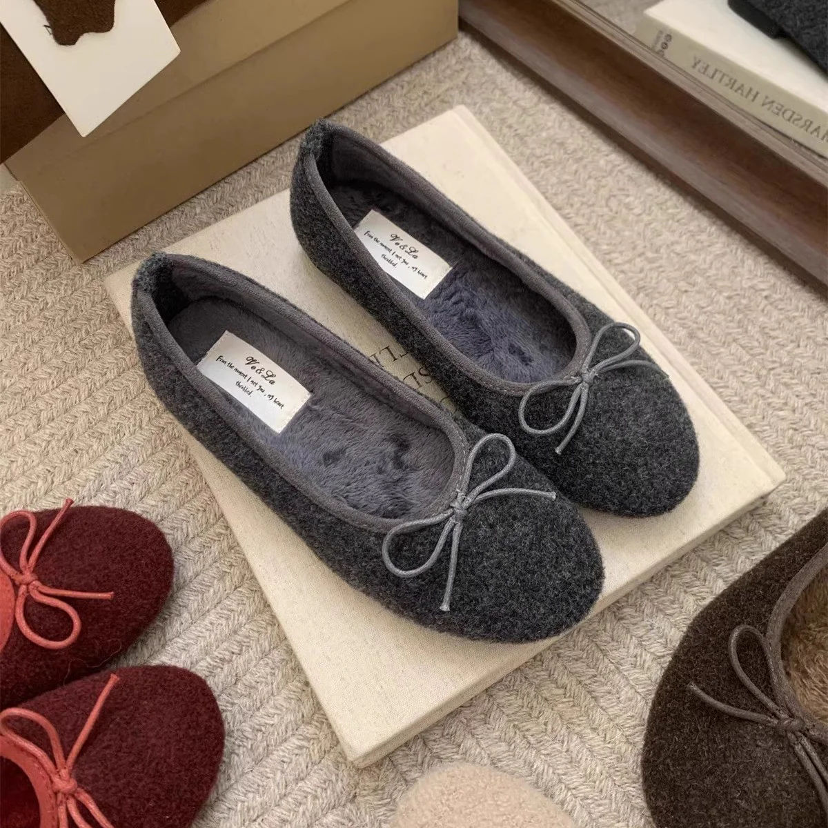 Damen Fleece Ballerinas mit flexiblem Absatz Heidi Mode - Image 4