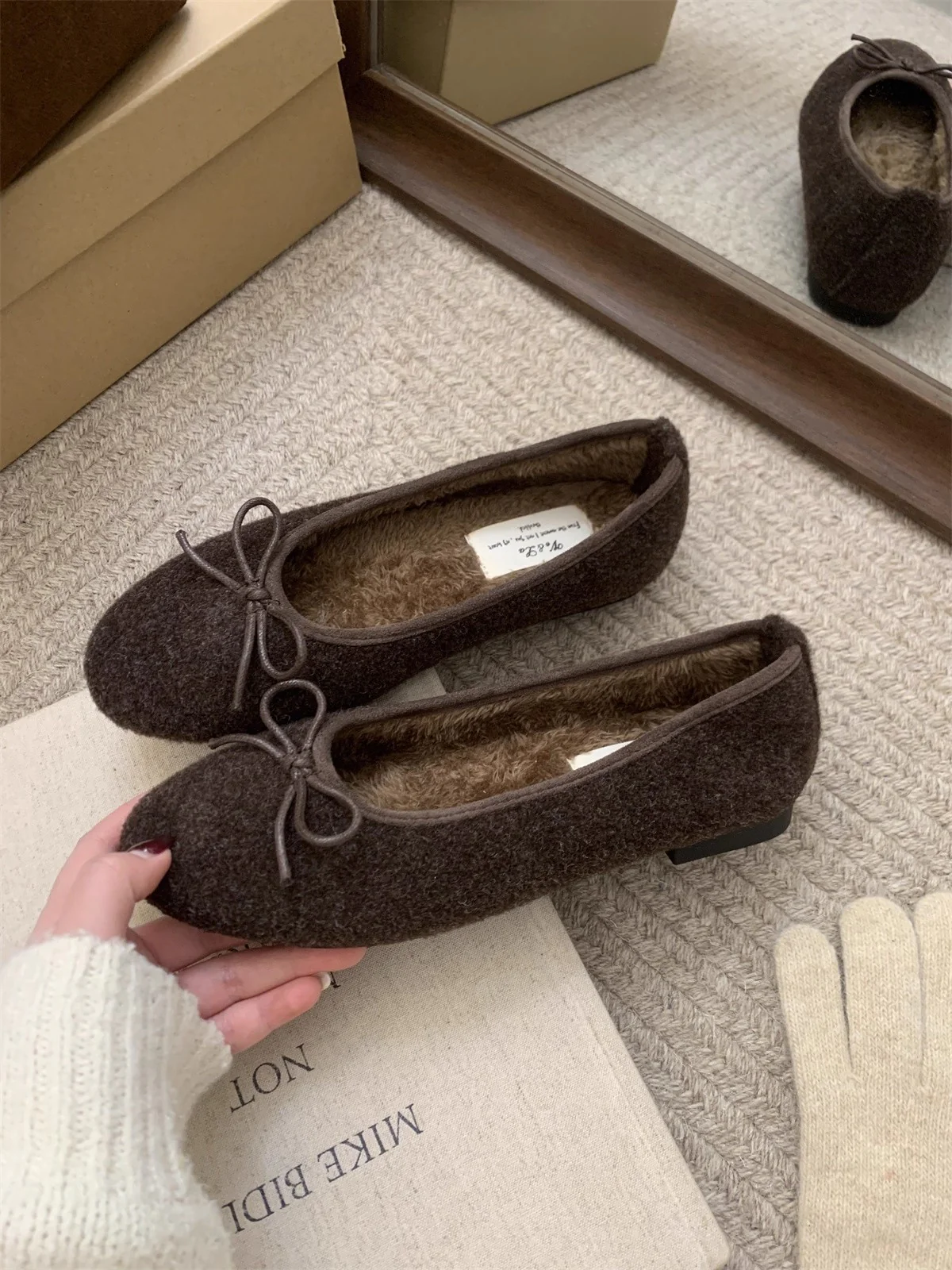 Damen Fleece Ballerinas mit flexiblem Absatz Heidi Mode - Image 8