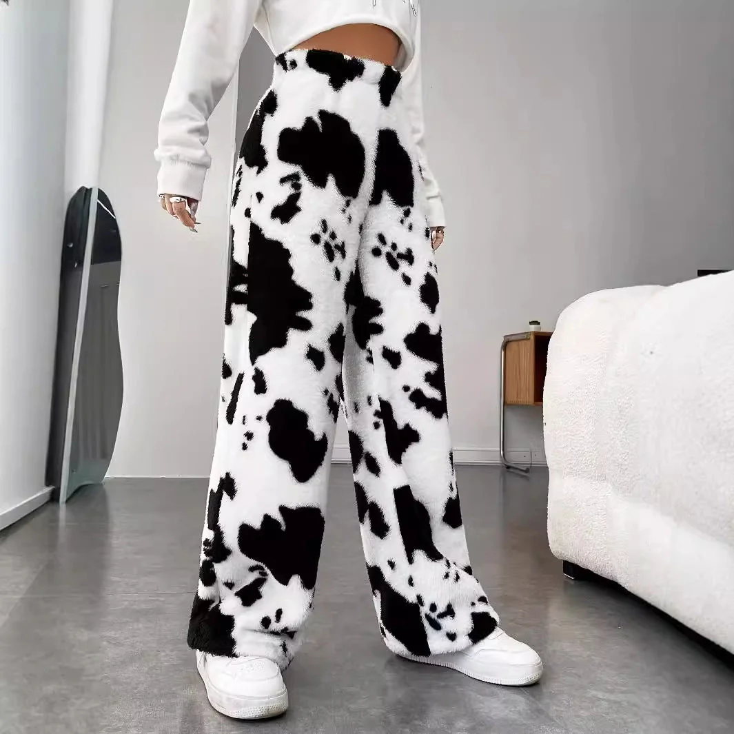 Damen Fleece-Hose Im Trendigen Kuhmuster Heidi-Mode - Image 2