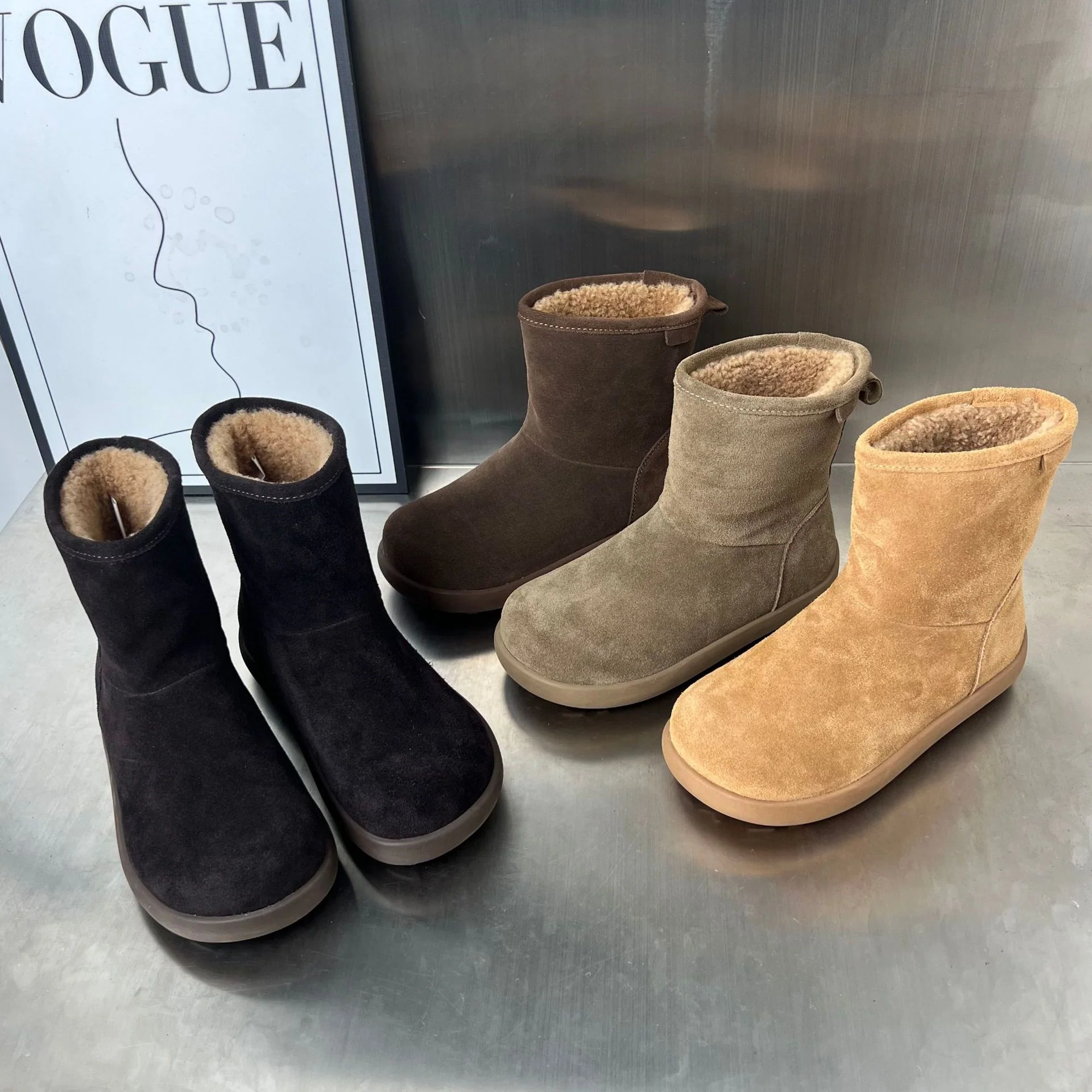 Damen Fleecegefütterte Winterstiefel aus weichem Wildleder Heidi Mode - Image 3