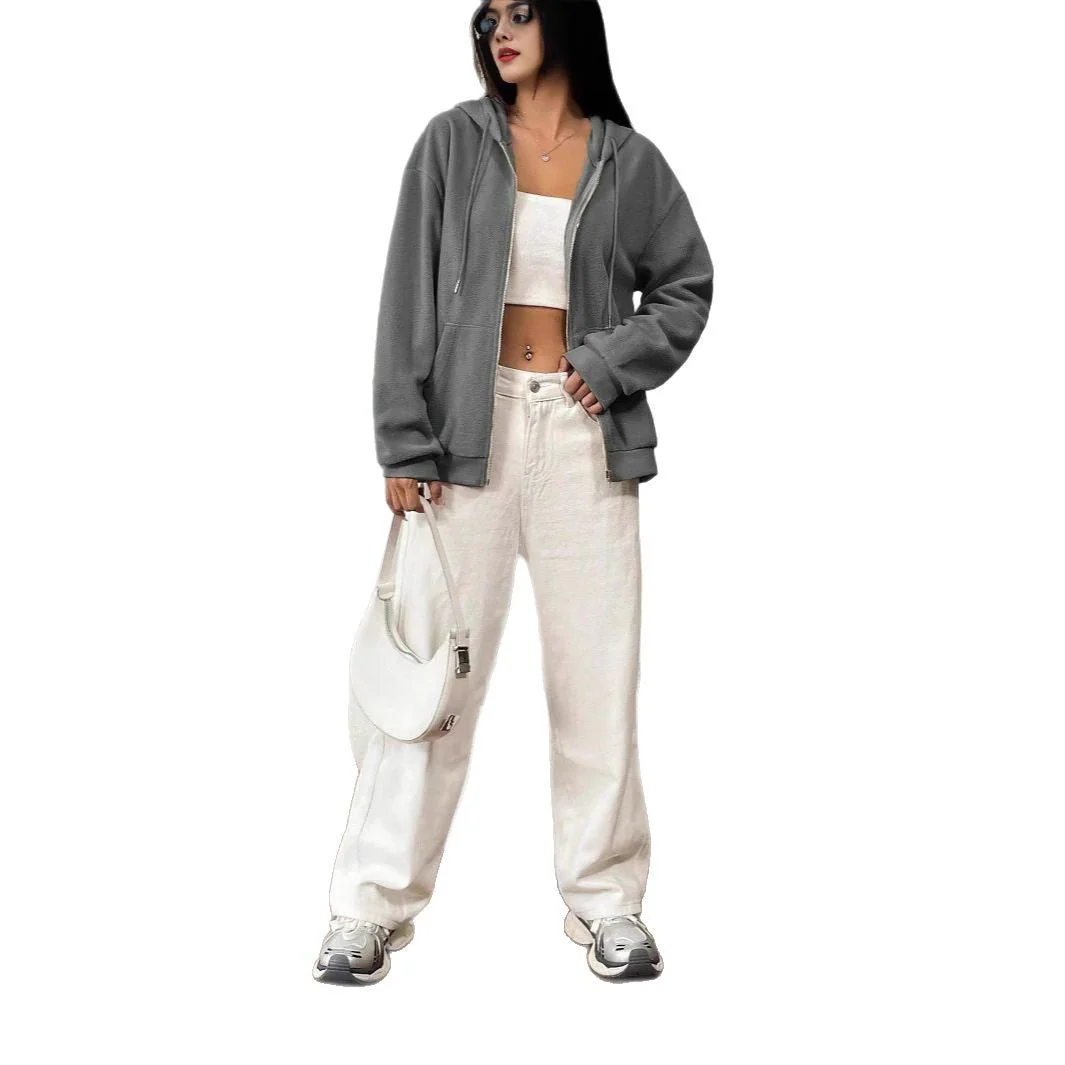 Damen Fleecejacke mit Kapuze und Reißverschluss Heidi-Mode - Image 5