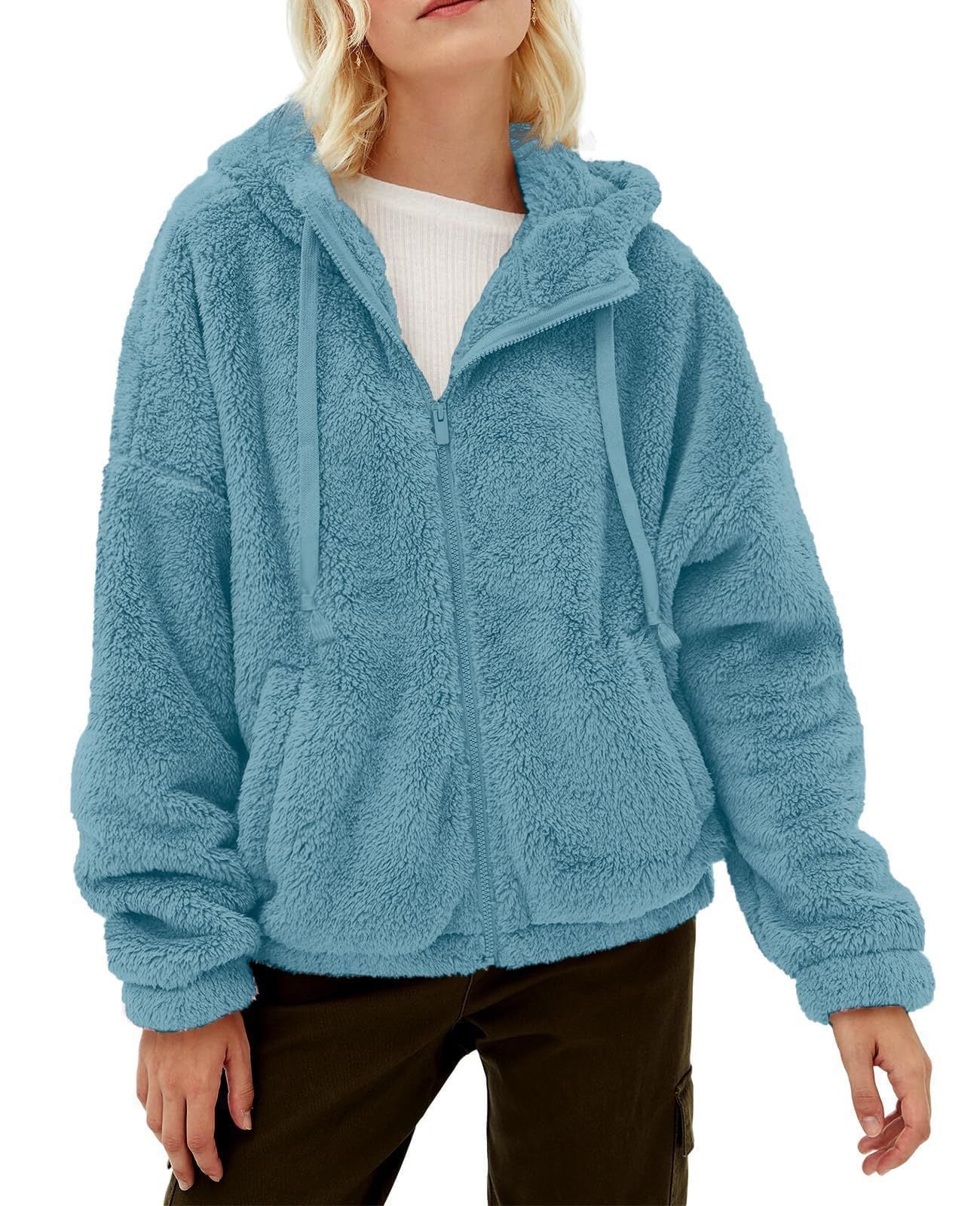 Damen Fleecejacke mit Kuscheligem Innenfutter und Praktischem Kapuzen-Design Heidi-Mode - Image 3