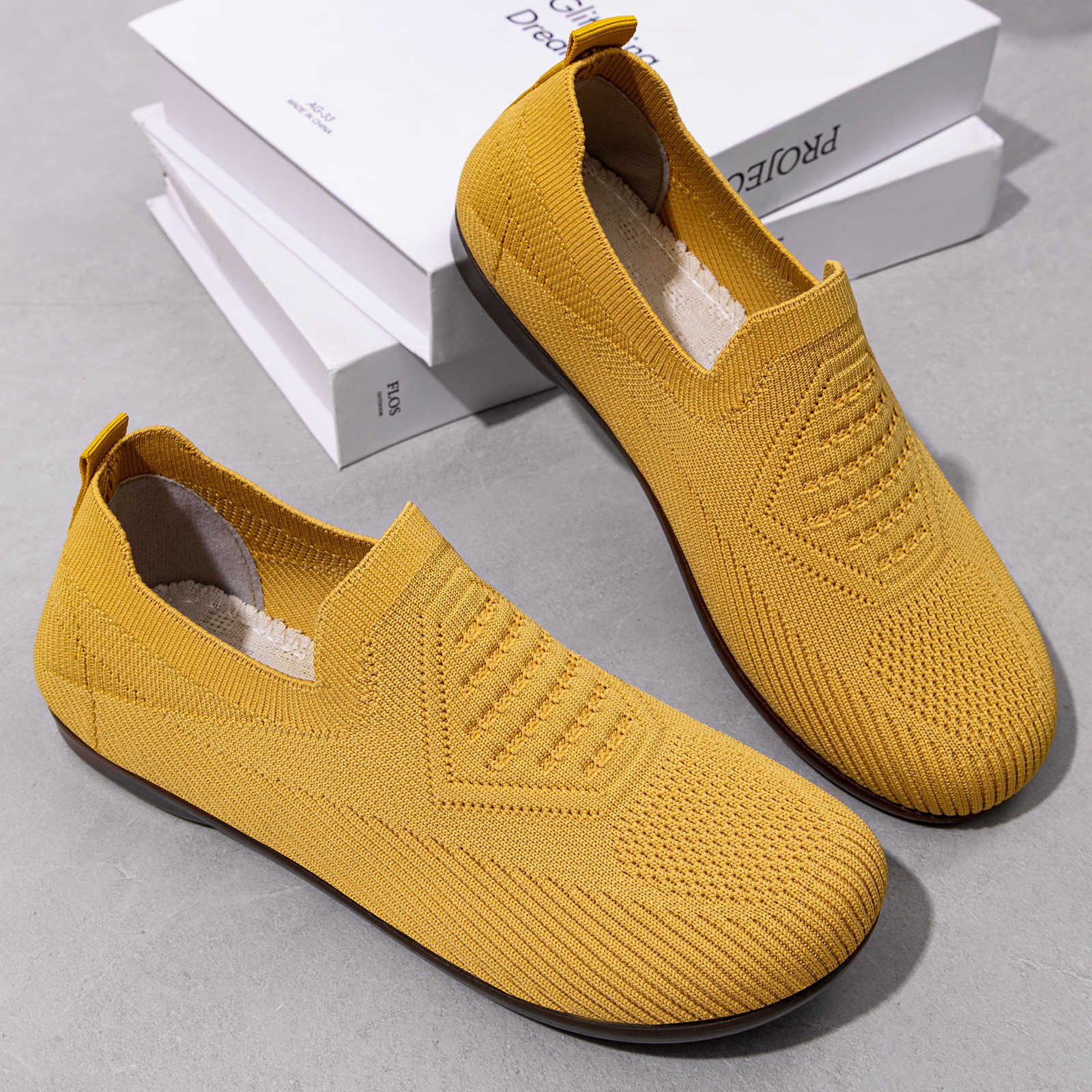 Damen Flexible Slip-On Sneaker mit atmungsaktivem Strickoberteil Heidi Mode - Image 2