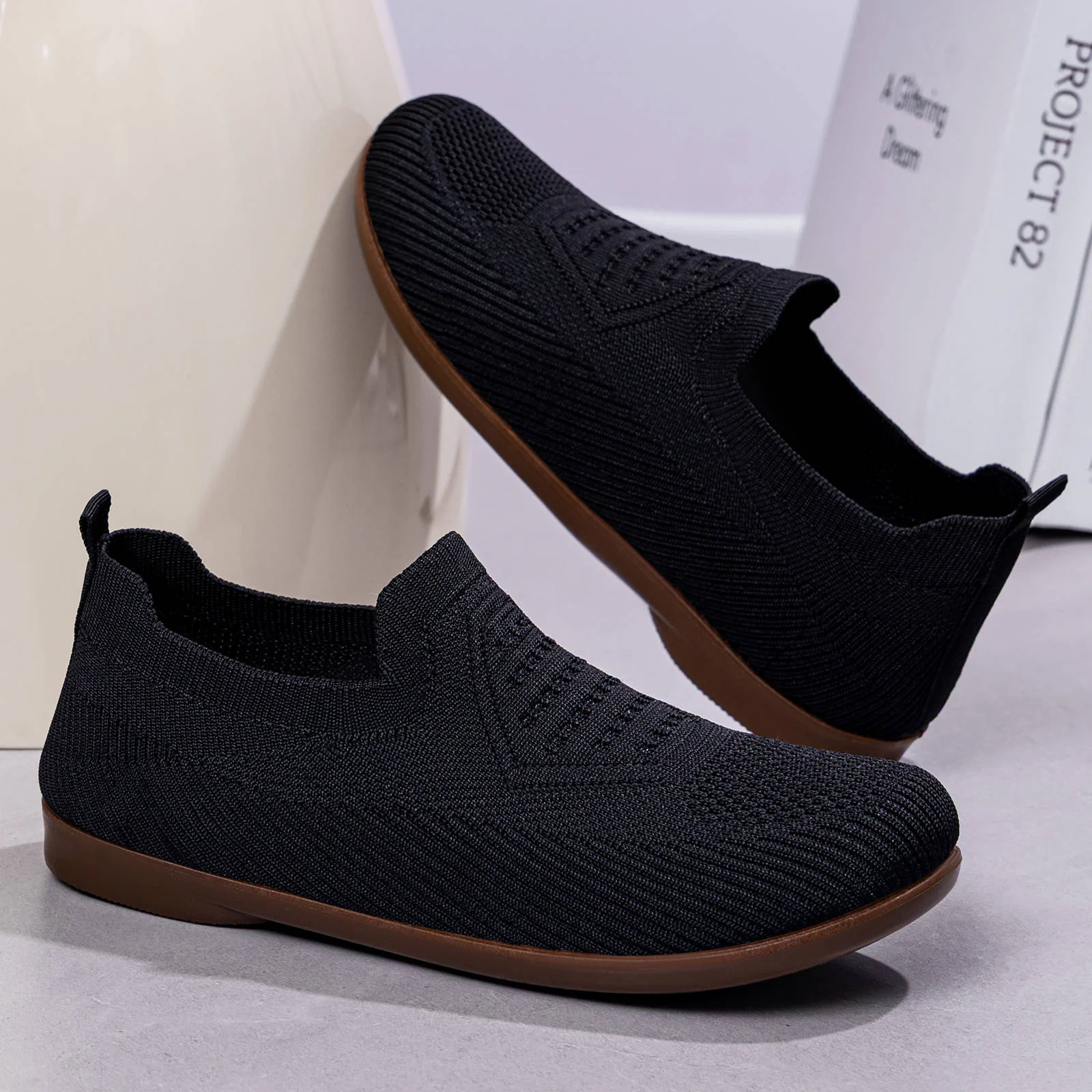 Damen Flexible Slip-On Sneaker mit atmungsaktivem Strickoberteil Heidi Mode - Image 3