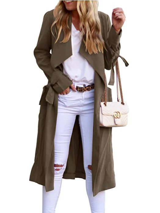 Damen Fließender Trenchmantel mit Bindegürtel und großem Revers Heidi-Mode - Image 4