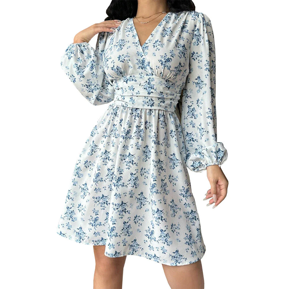 Damen Florales Wickelkleid mit Langen Ärmeln Heidi-Mode - Image 5