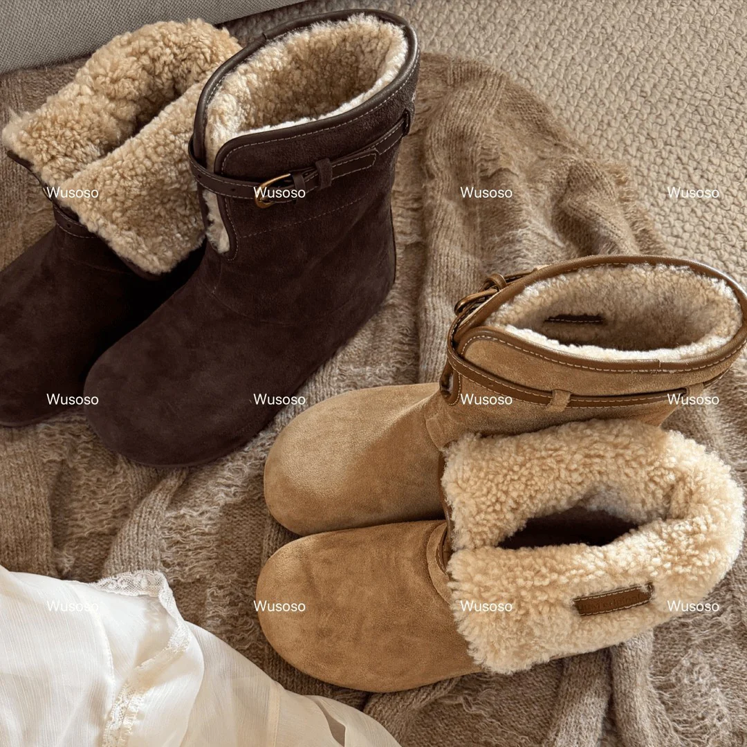 Damen Fluffy Winterboots aus hochwertigem Veloursleder mit kuscheligem Innenfutter Heidi Mode