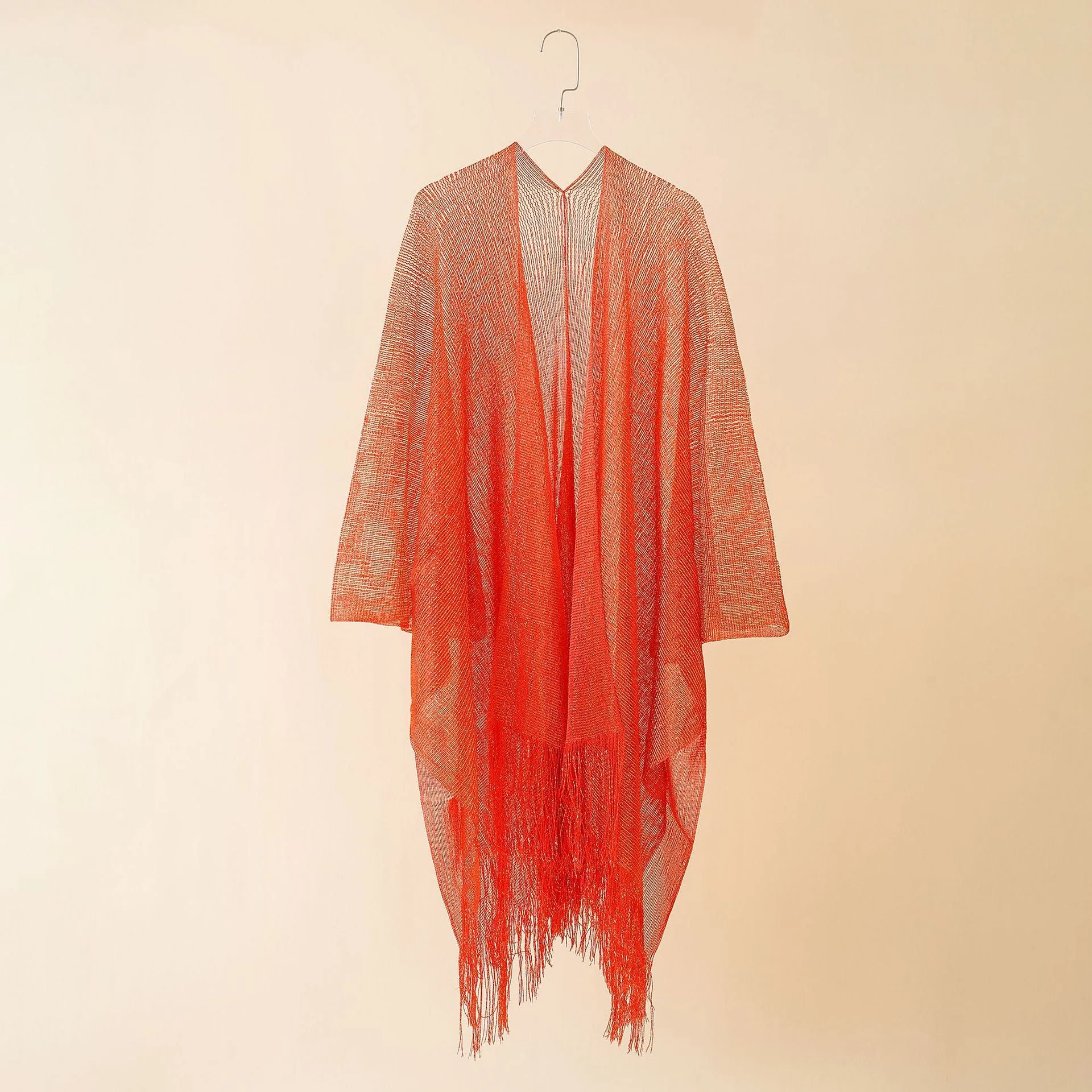 Damen Fransen-Kimono Aus Transparenter, Luftiger Struktur Heidi-Mode - Image 9