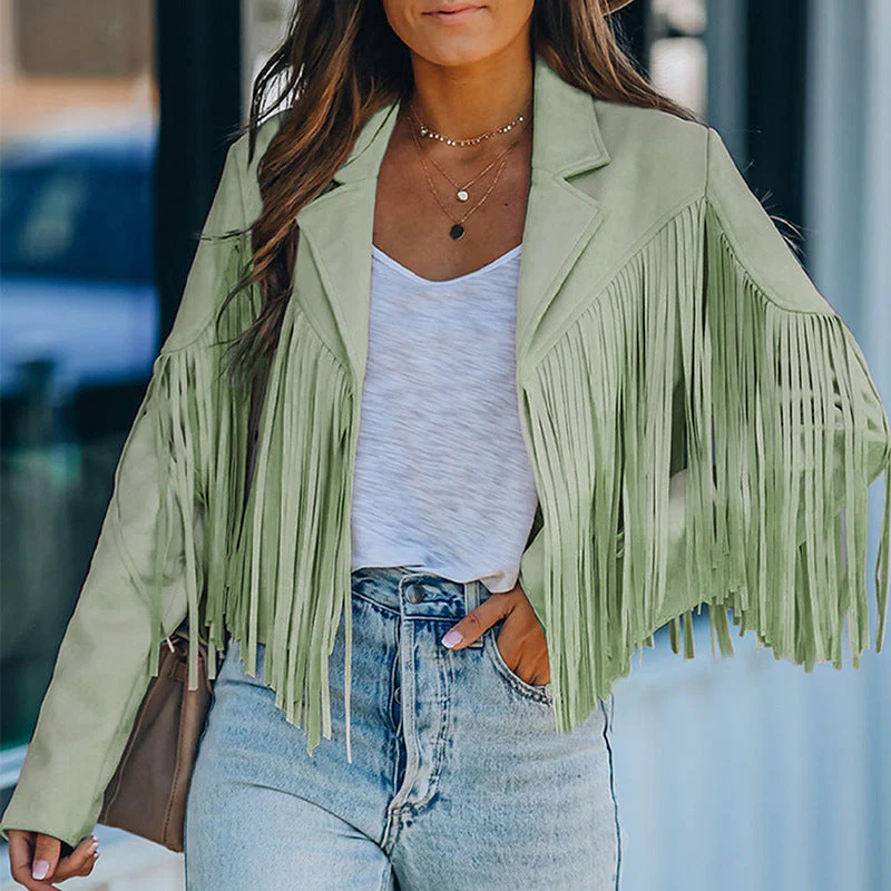 Damen Fransenjacke Aus Hochwertigem Suede-Mix Heidi-Mode - Image 2
