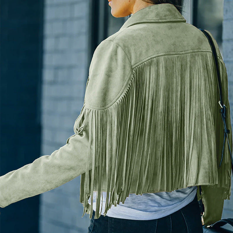 Damen Fransenjacke Aus Hochwertigem Suede-Mix Heidi-Mode - Image 3