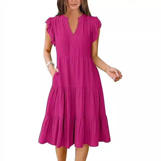 Damen Freizeit-Maxikleid mit Überraschenden Rüschendetails und Praktischen Taschen Heidi-Mode - Image 4