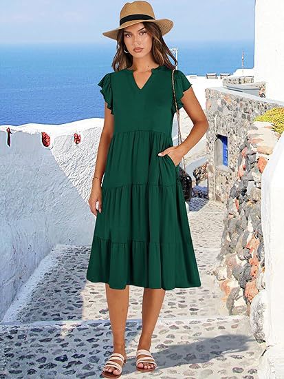 Damen Freizeit-Maxikleid mit Überraschenden Rüschendetails und Praktischen Taschen Heidi-Mode - Image 8