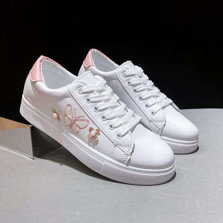 Damen Freizeit Sneakers mit verspieltem Schmetterlings- und Blumenmotiv Heidi Mode - Image 3
