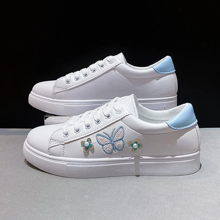 Damen Freizeit Sneakers mit verspieltem Schmetterlings- und Blumenmotiv Heidi Mode - Image 7