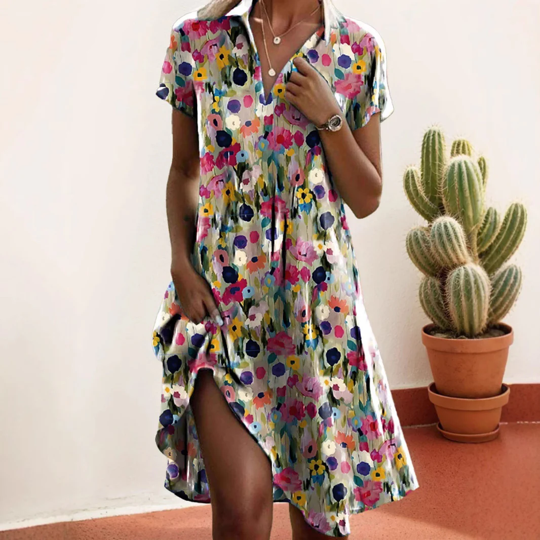 Damen Freizeitkleid mit floralem Design und asymmetrischem Schnitt Heidi-Mode - Image 4
