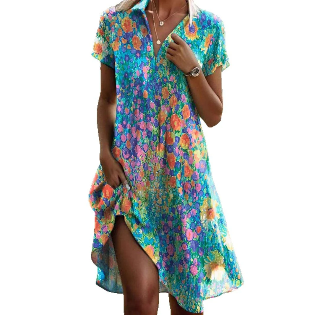 Damen Freizeitkleid mit floralem Design und asymmetrischem Schnitt Heidi-Mode - Image 5