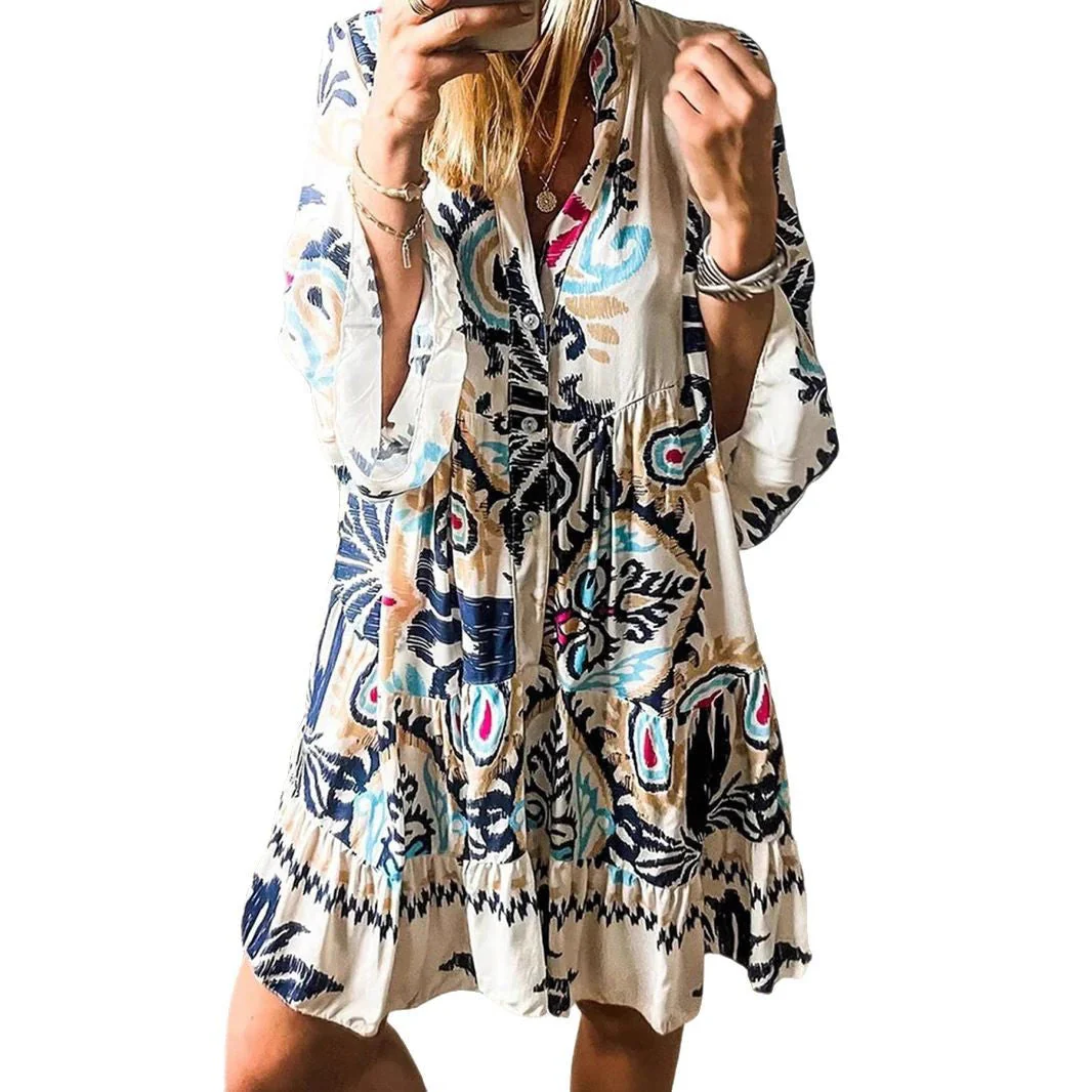Damen Freizeitkleid mit Modischem Floralem Design und Langen Ärmeln Heidi-Mode - Image 5