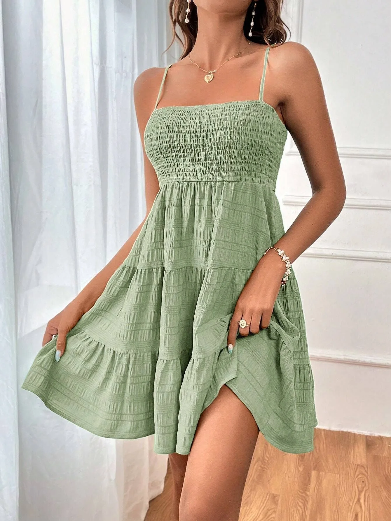 Damen Freizeitkleid mit Schmalen Trägern und Rüschendetails Heidi-Mode - Image 11
