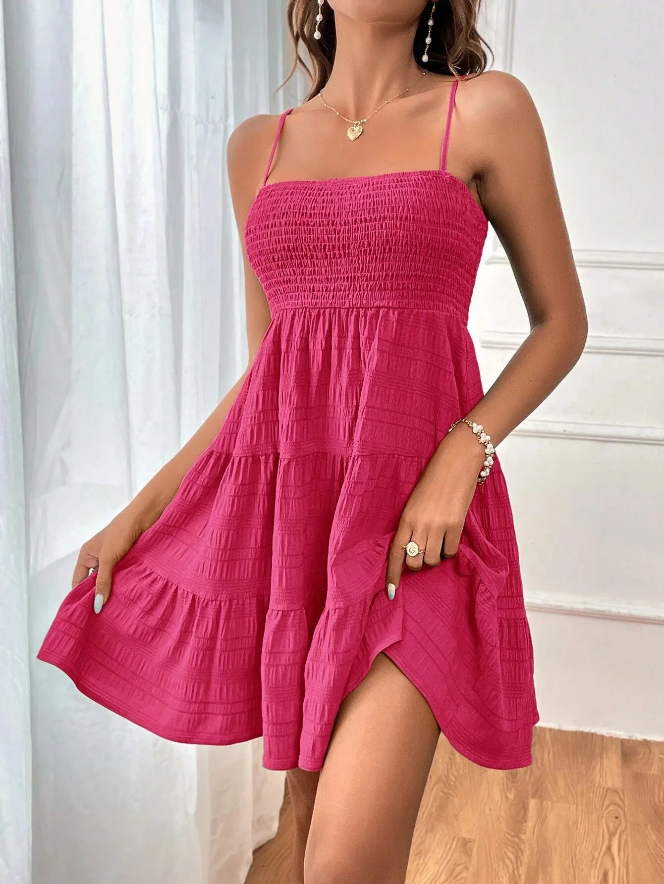 Damen Freizeitkleid mit Schmalen Trägern und Rüschendetails Heidi-Mode - Image 13