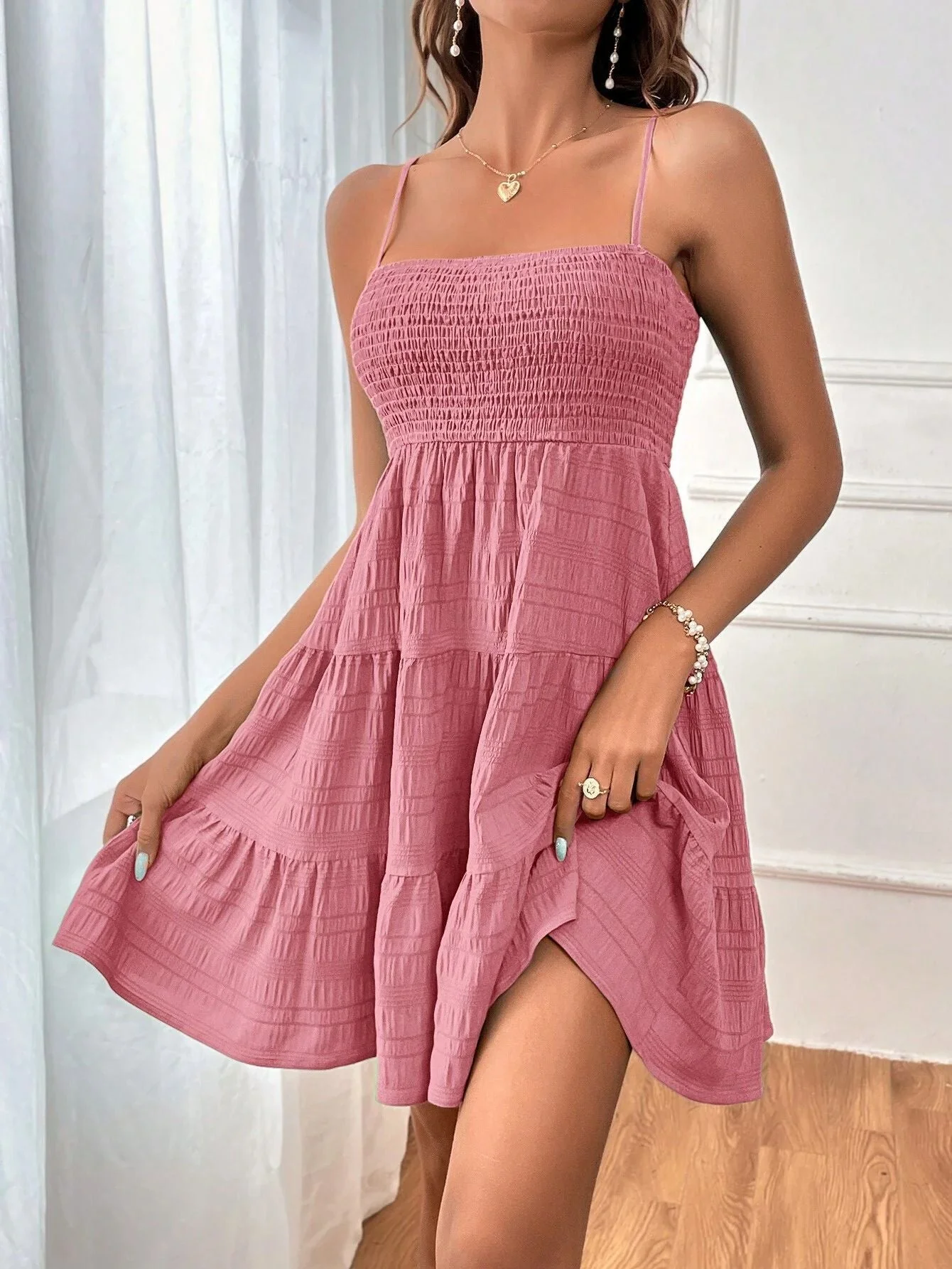 Damen Freizeitkleid mit Schmalen Trägern und Rüschendetails Heidi-Mode - Image 7