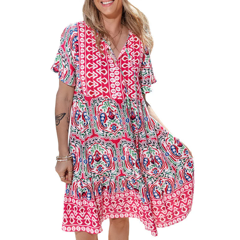 Damen Freizeitkleid mit Verspieltem Blumendesign und Leichter A-Linie Heidi-Mode - Image 4