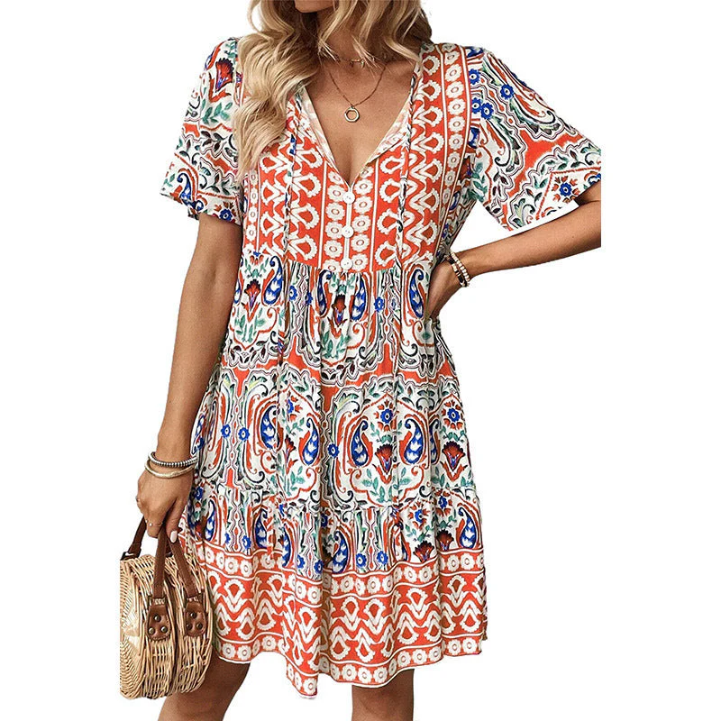 Damen Freizeitkleid mit Verspieltem Blumendesign und Leichter A-Linie Heidi-Mode - Image 8