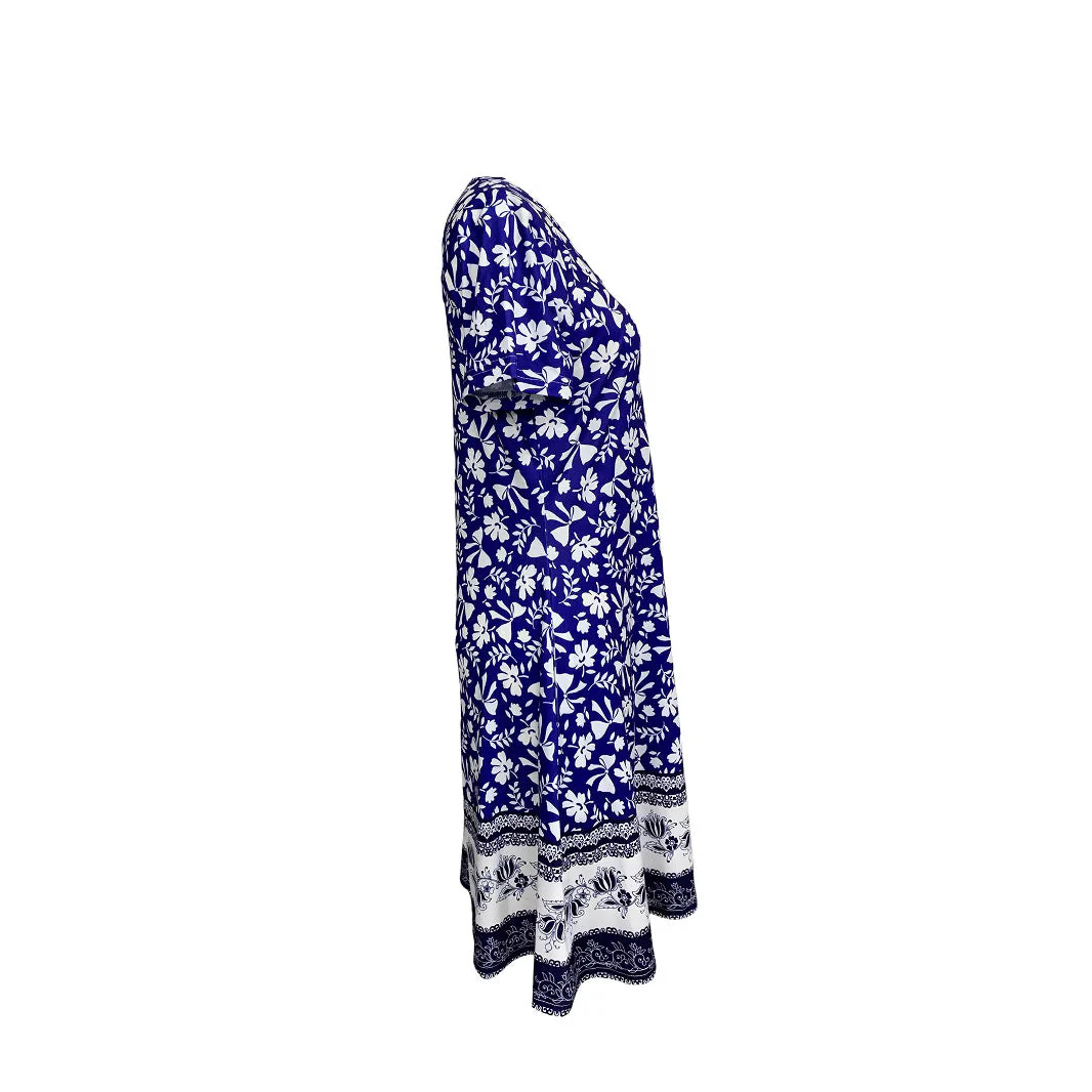 Damen Freizeitkleid mit Verspieltem Blumendruck und Praktischen Taschen Heidi-Mode - Image 3
