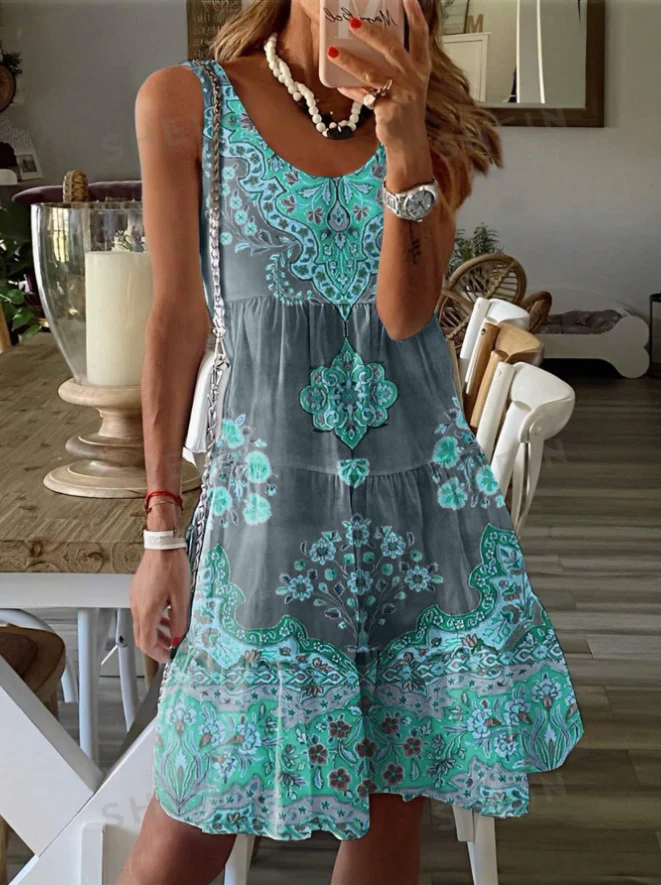 Damen Freizeitkleid mit verstellbaren Trägern und verspieltem Muster Heidi-Mode - Image 7