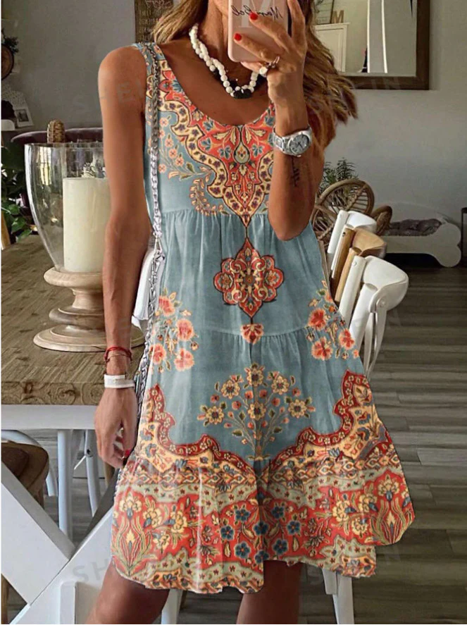 Damen Freizeitkleid mit verstellbaren Trägern und verspieltem Muster Heidi-Mode - Image 9