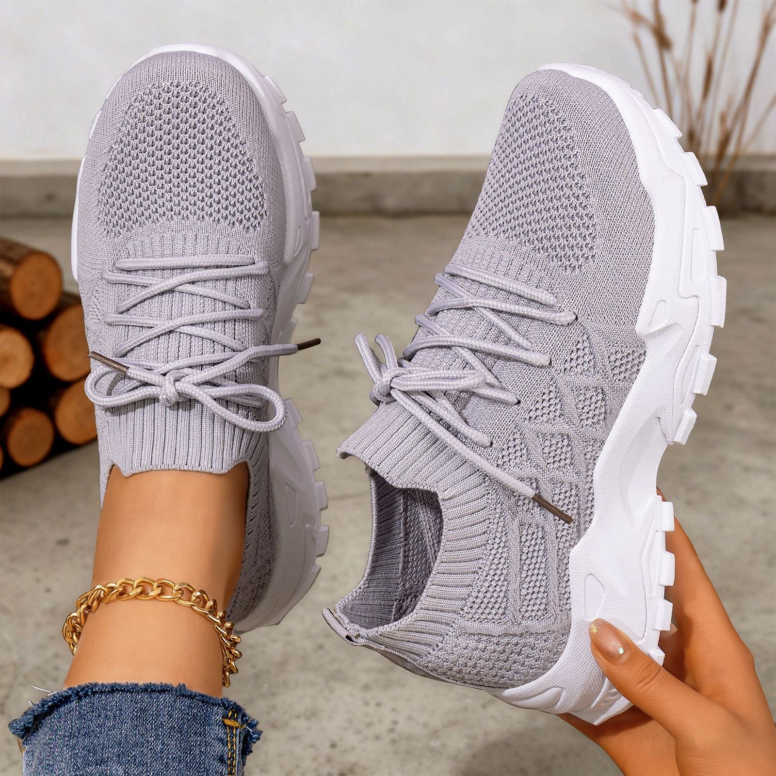 Damen Freizeitsneakers mit atmungsaktivem Strickoberteil und dämpfender Sohle Heidi Mode